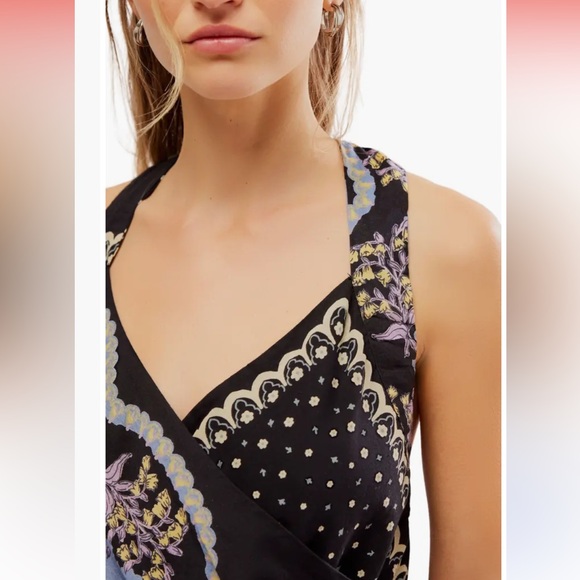 Free People Sweet Thing Mixed Print Cotton Bodysuit in Granite Combo,Size S, New - Picture 3 of 15